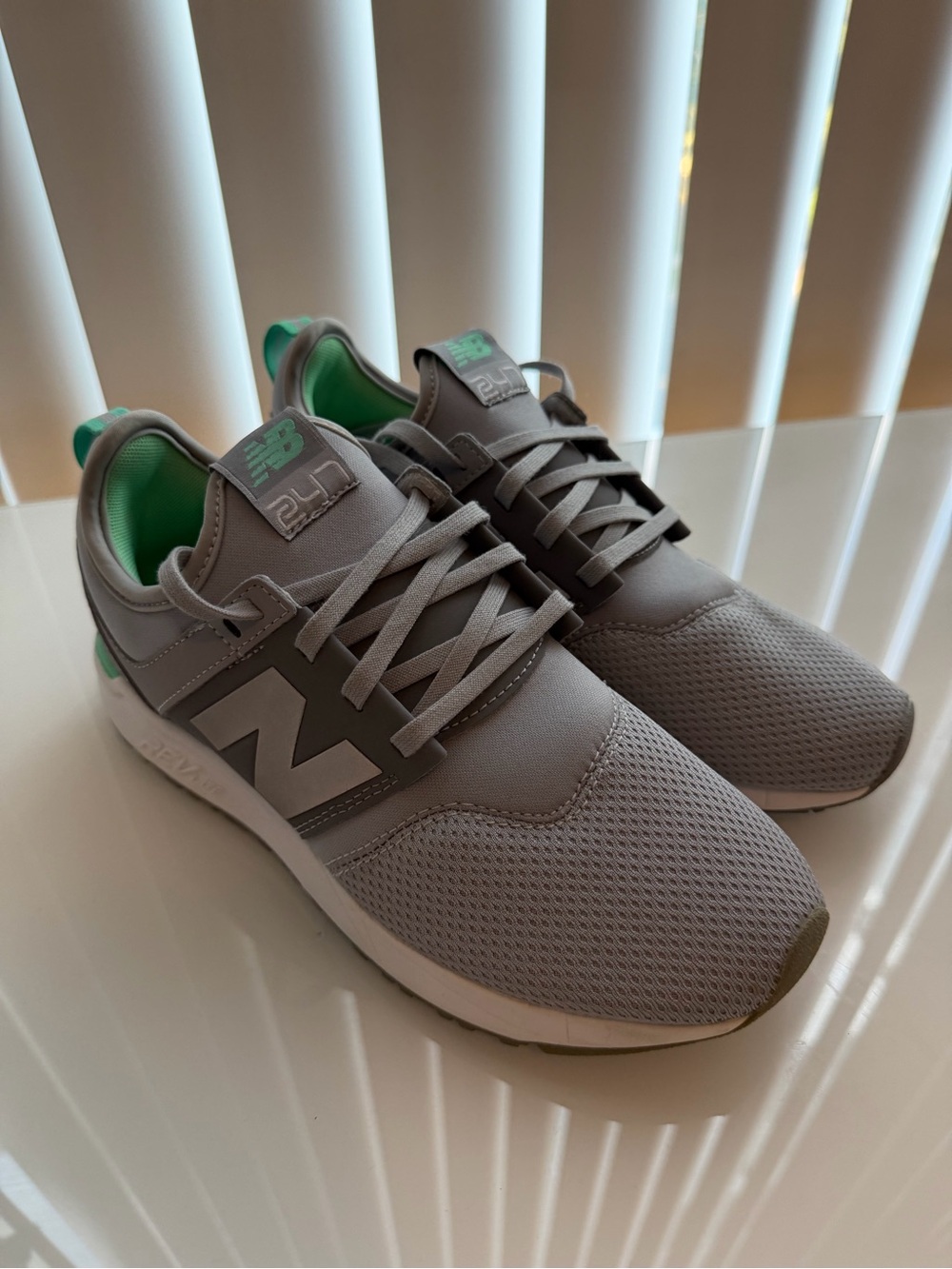New Balance 247 Women’s Grey Athletic Sneakers with Mint Accents